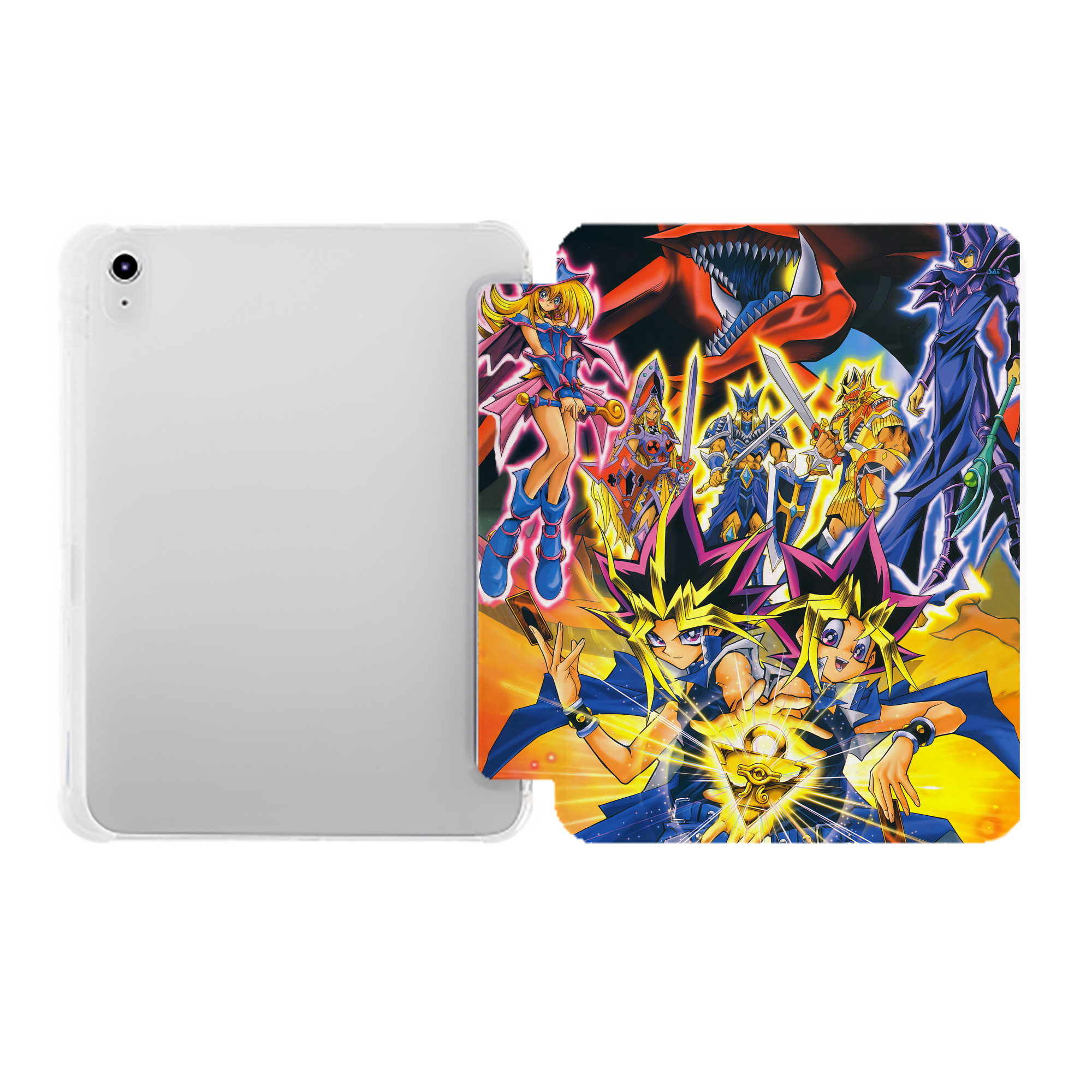 （画像用） 遊☆戯☆王 Yu-Gi-Oh! IPad ケース ペン収納付き 三つ折りスタンド PUレザー×シリコン 対応機種9.5/10.5/10.9インチ
